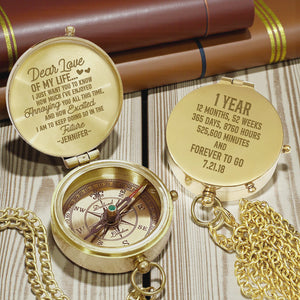 Personalized Engraved Bronze Compass - Handmade 1 year Anniversary Gift for Couples | Custom Name, Date - Gpb26264
