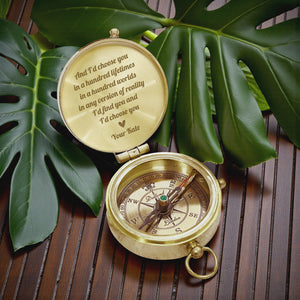 Personalized Engraved Bronze Compass - Handmade 1 year Anniversary Gift for Couples | Custom Name, Date - Gpb26273