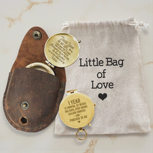 Personalized Engraved Bronze Compass - Handmade 1 year Anniversary Gift for Couples | Custom Name, Date - Gpb26264