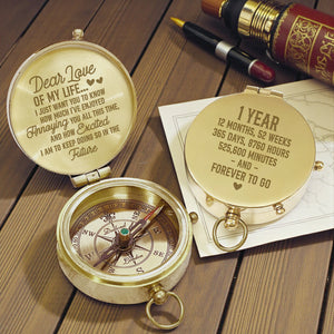 Personalized Engraved Bronze Compass - Handmade 1 year Anniversary Gift for Couples | Custom Name, Date - Gpb26264