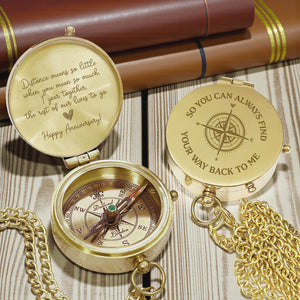 Personalized Engraved Bronze Compass - Handmade 1 year Anniversary Gift for Couples | Custom Name, Date - Gpb26262