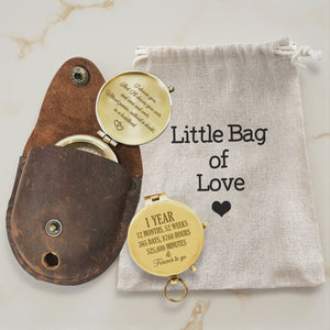 Personalized Engraved Bronze Compass - Handmade 1 year Anniversary Gift for Couples | Custom Name, Date - Gpb26261