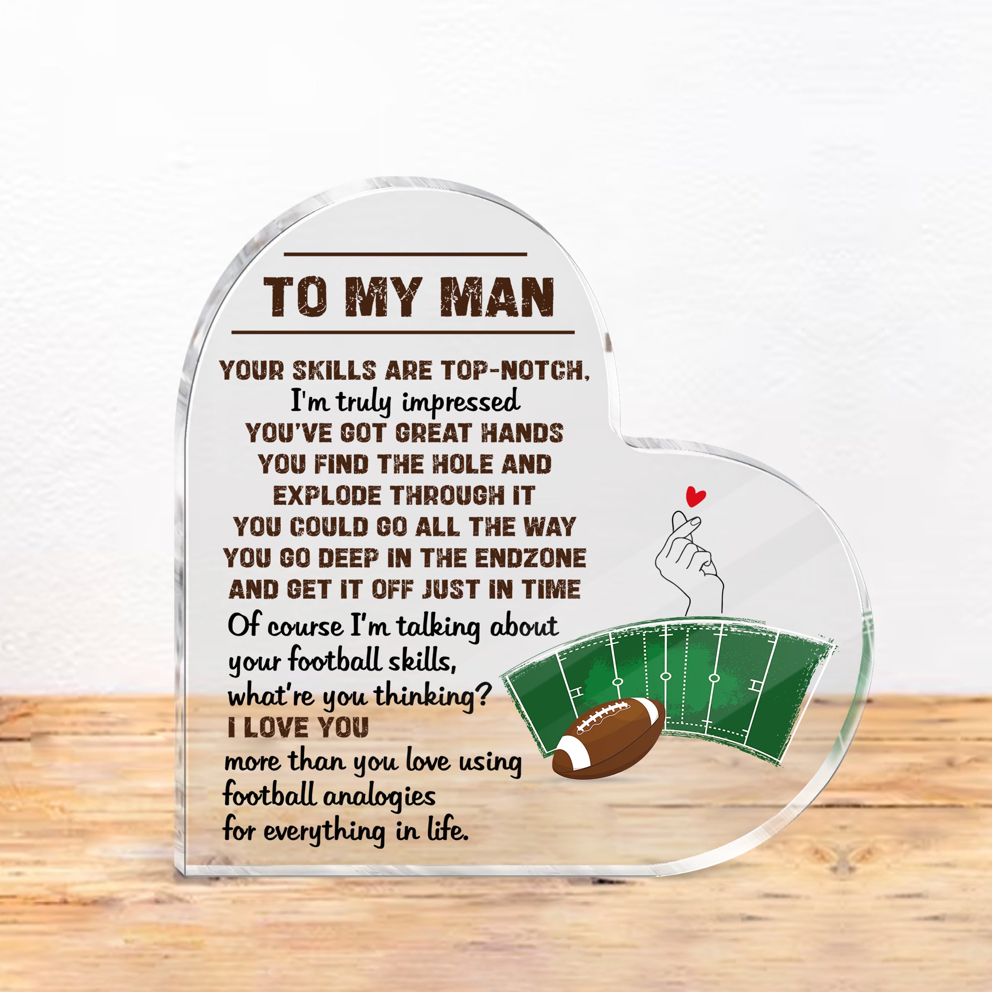 Crystal Plaque - American Football - To My Man - I Love You - Gznf26006