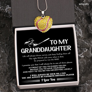 Personalized New Softball Heart Necklace - Softball - To My Granddaughter - I Will Always Be Your No.1 Fan - Gnep23004