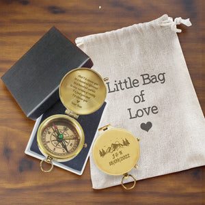 Personalized Engraved Bronze Compass - Handmade 1 year Anniversary Gift for Couples | Custom Name, Date - Gpb26273
