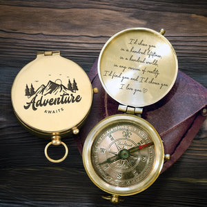 Personalized Engraved Compass - Family - For Couple - Adventure Awaits - Gpb26278