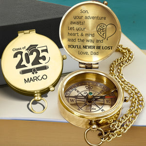 Personalized Engraved Compass - Family - To My Son - From Dad - Let Your Heart & Mind Lead The Way - Gpb16074