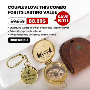 Combo Personalized Engraved Compass and Keychain - To My Man - Gpc26002