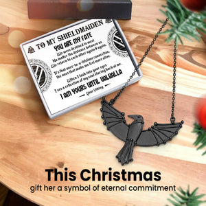 Personalized Dark Raven Necklace - My Shieldmaiden - I Am Yours Until Valhalla - Gncm13010