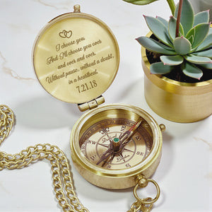 Personalized Engraved Bronze Compass - Handmade 1 year Anniversary Gift for Couples | Custom Name, Date - Gpb26261