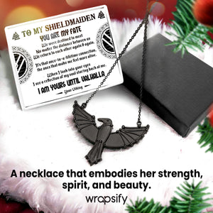 Personalized Dark Raven Necklace - My Shieldmaiden - I Am Yours Until Valhalla - Gncm13010