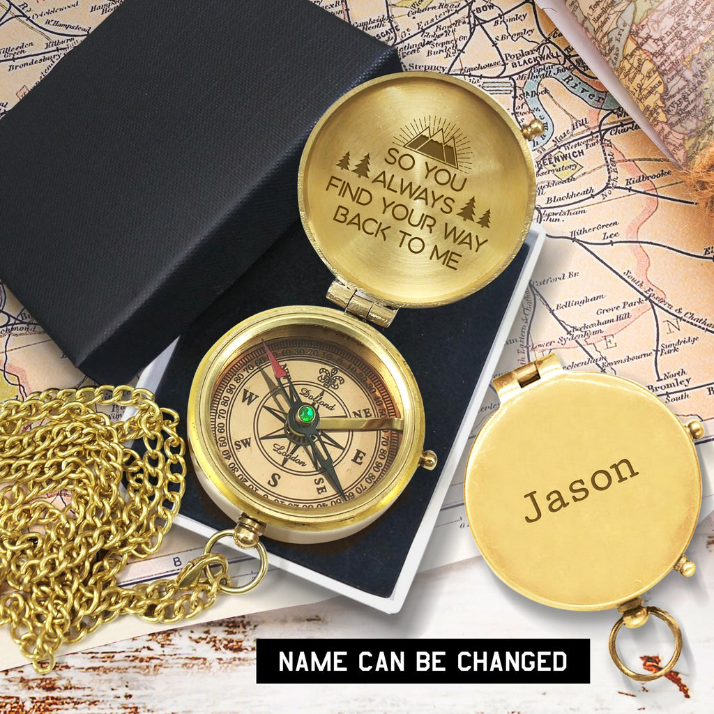 Wrapsify Personalized Engraved Compass - Presents For Hikers, Adventures Gifts For Men, Girlfriend, Boyfriend, Wife, Husband - Gpb26045