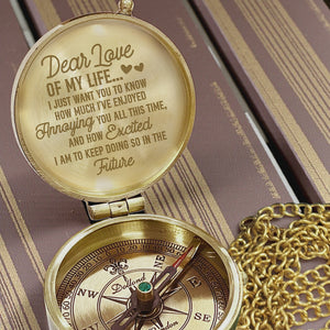 Personalized Engraved Bronze Compass - Handmade 1 year Anniversary Gift for Couples | Custom Name, Date - Gpb26264