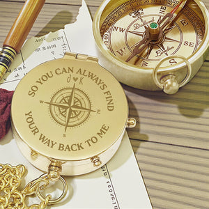 Personalized Engraved Bronze Compass - Handmade 1 year Anniversary Gift for Couples | Custom Name, Date - Gpb26262