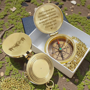 Personalized Engraved Bronze Compass - Handmade 1 year Anniversary Gift for Couples | Custom Name, Date - Gpb26273