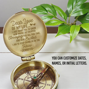 Personalized Engraved Bronze Compass - Handmade 1 year Anniversary Gift for Couples | Custom Name, Date - Gpb26264