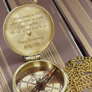 Personalized Engraved Bronze Compass - Handmade 1 year Anniversary Gift for Couples | Custom Name, Date - Gpb26262