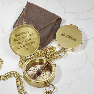 Personalized Engraved Bronze Compass - Handmade 1 year Anniversary Gift for Couples | Custom Name, Date - Gpb26272