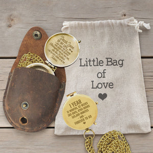 Personalized Engraved Bronze Compass - Handmade 1 year Anniversary Gift for Couples | Custom Name, Date - Gpb26264