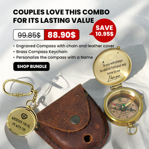 Combo Personalized Engraved Compass and Keychain - To My Soulmate - Gpc14002