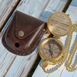 Personalized Engraved Compass - Family - To My Granddaughter - From Grandpa - I Pray You'll Always Be Safe - Gpb23001