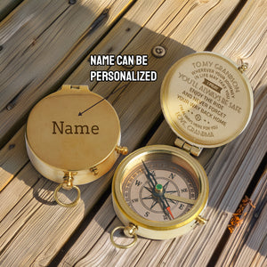 Personalized Engraved Compass - Family - To My Grandson - From Grandma - I Pray You'll Always Be Safe - Gpb22006