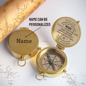 Personalized Engraved Compass - To My Son, I Pray You'll Always Be Safe - Love, Your Mom - Gpb16002