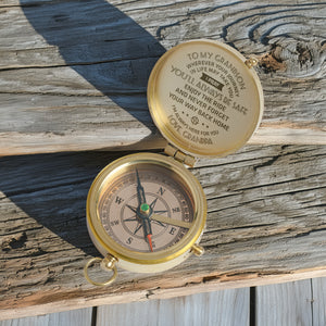 Personalized Engraved Compass - Family - To My Grandson - From Grandpa - I Pray You'll Always Be Safe - Gpb22004