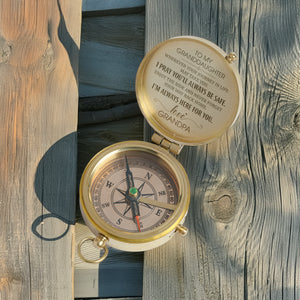Personalized Engraved Compass - Family - To My Granddaughter - From Grandpa - I Pray You'll Always Be Safe - Gpb23001