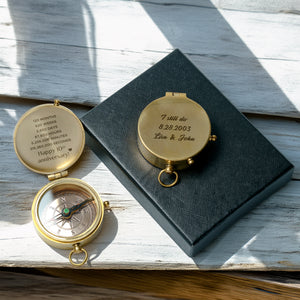 Personalized Engraved Bronze Compass - Handmade 10 years Anniversary Gift for Couples | Custom Name, Date - Gpb26248