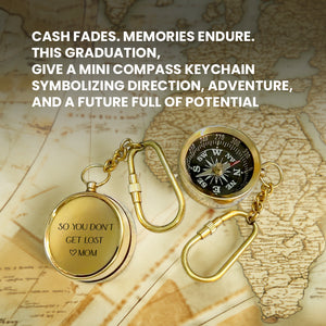 Personalized Brass Compass Keychain - Family - To My Son - From Mom - You're One Step Closer To A Bright New Future - Gkqj16002