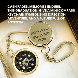 Personalized Brass Compass Keychain - Family - To My Daughter - From Dad - Always Remember To Chase Your Dreams - Gkqj17003