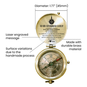 Personalized Engraved Compass - Family - To My Granddaughter - Go Confidently In The Direction Of Your Dreams - Gpb23014