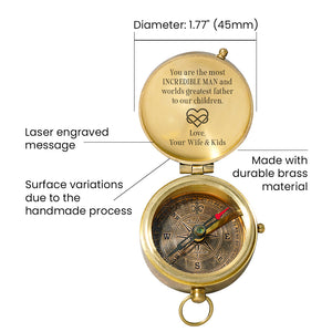 Personalized Engraved Compass - Family - To My Husband - From Wife & Kids - You Are The Most Incredible Man - Gpb14023