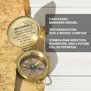 Personalized Engraved Compass - Family - To My Grandson - God Will Show You The Right Way - Gpb22019