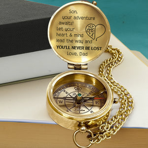 Personalized Engraved Compass - Family - To My Son - From Dad - Let Your Heart & Mind Lead The Way - Gpb16074