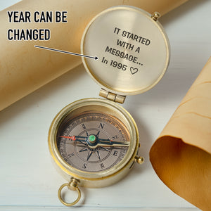 Personalized Engraved Compass - Family - For Couple - It Started With A Message - Gpb26244