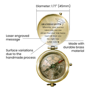 Personalized Engraved Compass - Family - To My Granddaughter - God Will Show You The Right Way - Gpb23012