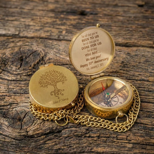 Personalized Engraved Bronze Compass - Handmade 50 years Anniversary Gift for Grandpa & Grandma | Custom Name, Date - Gpb20010