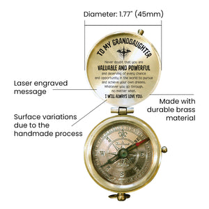 Personalized Engraved Compass - Family - To My Granddaughter - I Will Always Love You - Gpb23010