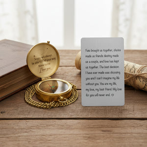 Personalized Compass Gift Romantic Gift For Couples, Long Distance Love, Valentine Gift For Husband & Wife - Gpb14002