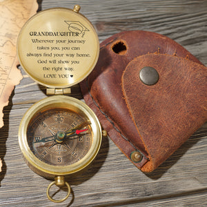 Personalized Engraved Compass - Family - To My Granddaughter - God Will Show You The Right Way - Gpb23012