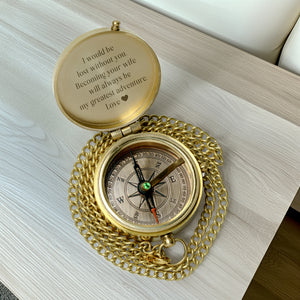 Personalized Engraved Bronze Compass - Handmade 7 years Anniversary Gift for Man | Custom Name, Date - Gpb26267