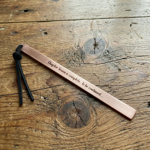 7th Anniversary Copper Bookmark | Hand-Stamped "Chapter Seven Is Complete. To Be Continued…" | Gdk26005