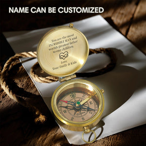 Personalized Engraved Compass - Family - To My Husband - From Wife & Kids - You Are The Most Incredible Man - Gpb14023