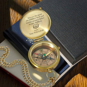 Personalized Engraved Compass - Family - To My Husband - From Wife & Kids - You Are The Most Incredible Man - Gpb14023