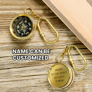 Personalized Brass Compass Keychain - Family - To My Son - From Mom - You're One Step Closer To A Bright New Future - Gkqj16002