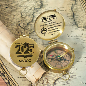 Personalized Engraved Compass - Family - To My Grandson - I Will Always Behind You To Have Your Back - Gpb22018
