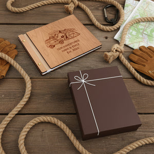 Personalized Wood Adventure Book | Travel & Hiking Scrapbook | Gift for Explorers or Yourself | Gdpa34003