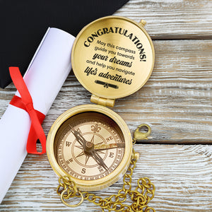 Personalized Engraved Compass - Family - To My Son Daughter Grandson Granddaughter - May This Compass Guide You Towards Your Dreams - Gpb16079